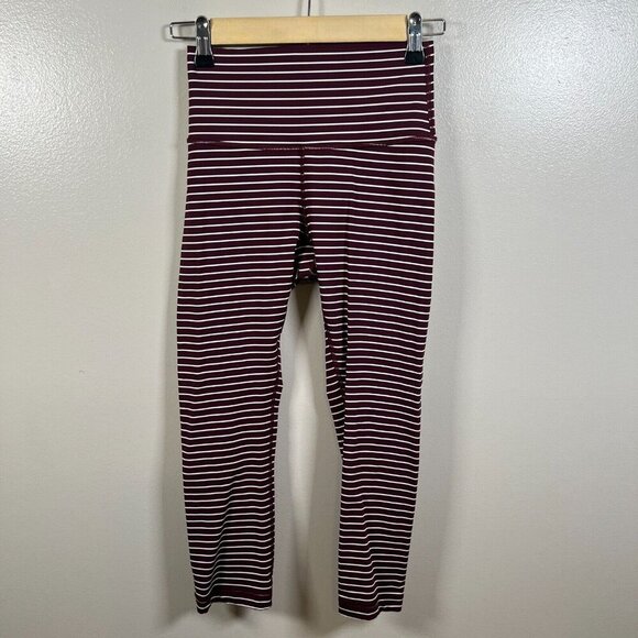 Lululemon Wunder Under Crop Leggings Size 4 Parallel Stripe Dark Adobe Athletic - Picture 1 of 8